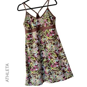 ATHLETA | SHOREBREAK SWIM DRESS LIKE NEW BROWN & PINK PAISLEY | LARGE